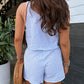 Stripe V Neck Bowknot Crop Tank and Shorts Set