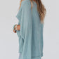 Ribbed Knit Batwing Sleeve Tunic Oversized T Shirt