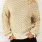 Chevron Striped High Neck Drop Shoulder Sweater