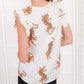 Tiger Print Flutter Sleeve Crew Neck Blouse