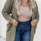 Waffle Knit Drop Shoulder Open Front Pocketed Plus Size Cardigan