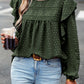 Lace Eyelet Ruffle Shoulder Long Sleeve Blouse