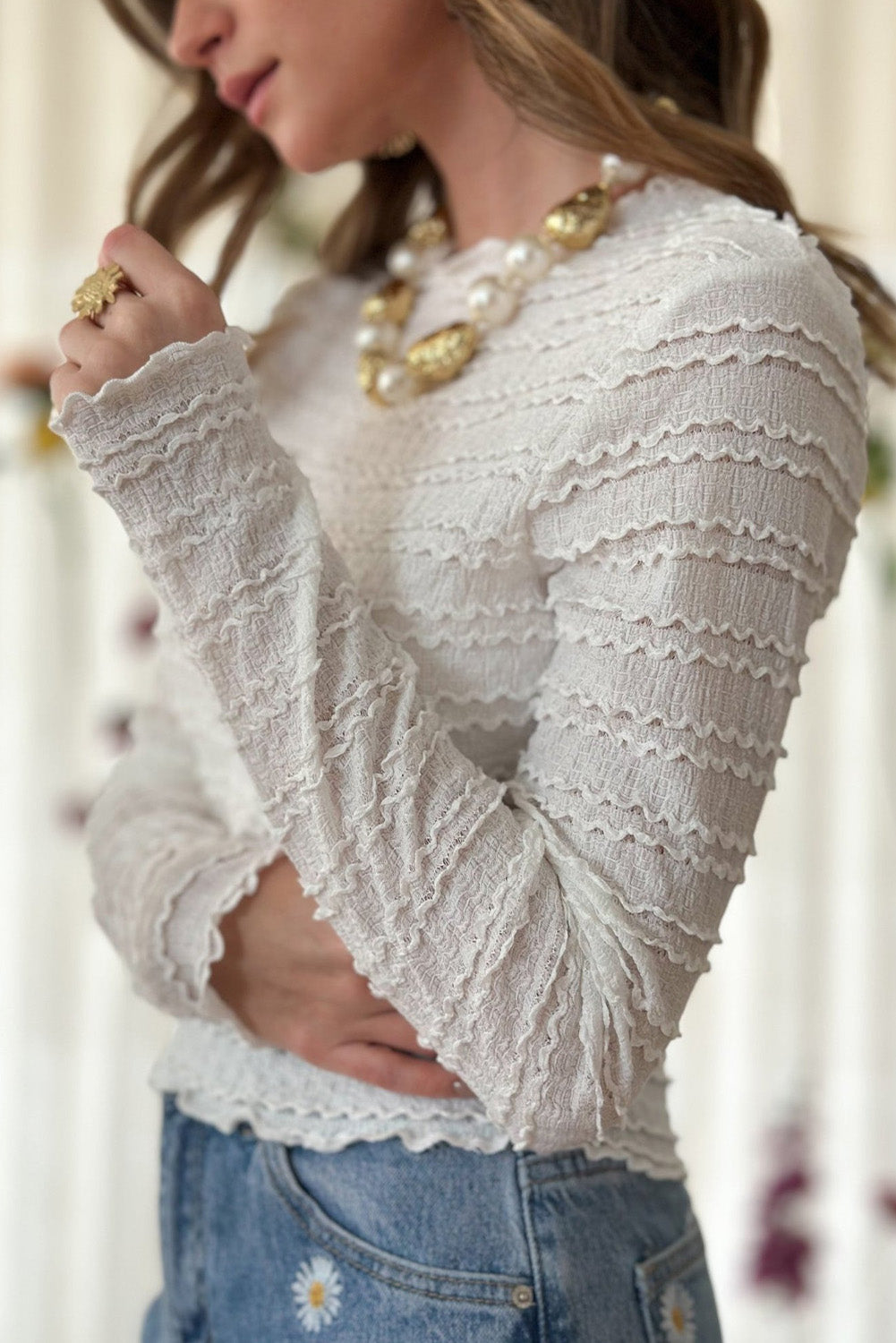 Knit Jacquard Slim Fit Top