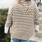 Stripe Quarter Buttons Drop Sleeve Plus Size Hoodie
