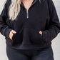 Half Zipper Kangaroo Pocket Plus Size Hoodie