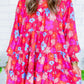 Floral Bubble Sleeve Tiered Babydoll Dress