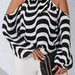 Plus Size Striped Cold Shoulder Halter Neck Blouse