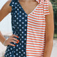 American Flag Color Block Knotted Straps Tank Top