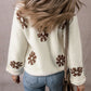 Colorblock Floral Pattern Round Neck Sweater