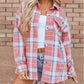 Plaid Flap Pocket Button Up Shacket