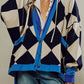 Colorblock Drop Shoulder Buttoned Loose Cardigan