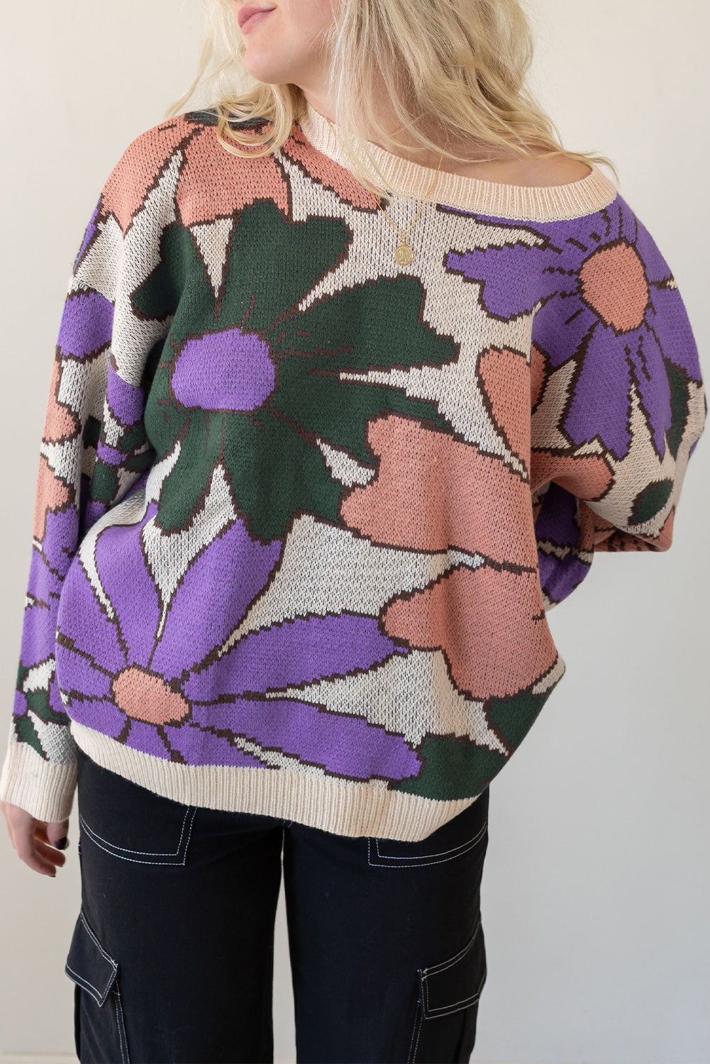 Flower Print Loose Sweater