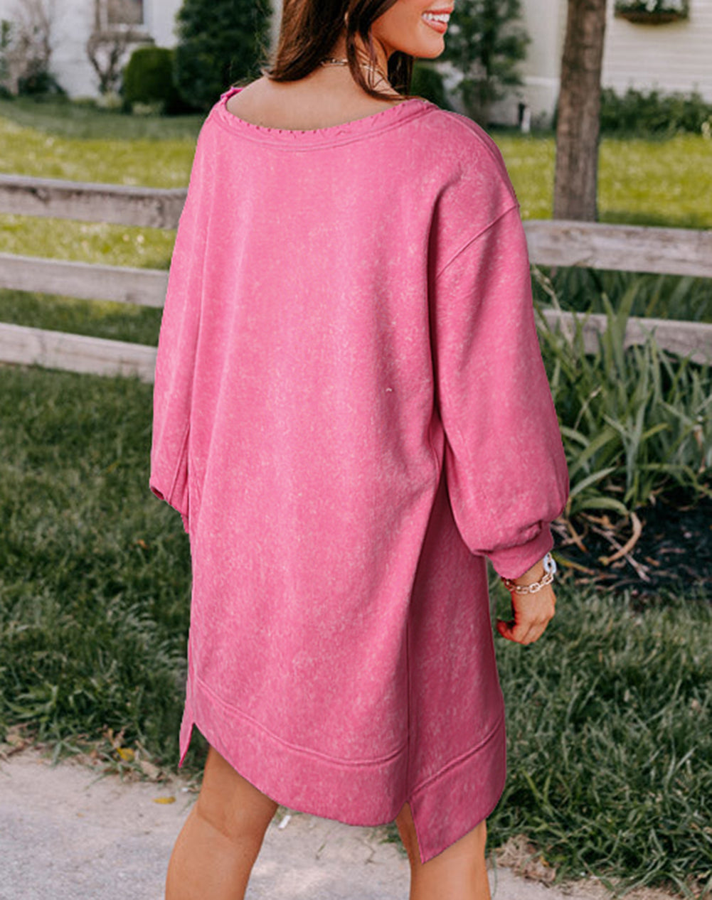 Exposed Seam Drop Shoulder Oversized Sweatshirt