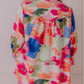 Abstract Print Ruffled Puff Sleeve Shirt