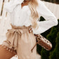 V Neck Buttoned Tassel Bell Sleeve Shirt