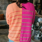 Plus Size Color Block Striped Patchwork Knit Sweater