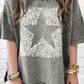 Leopard Star Print Mineral Wash High Low Oversized Tee