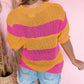 Stripe Color Block Knitted T-shirt Sweater