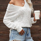 Solid Color V Neck Side Split Sweater