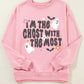 Halloween Slogan Ghost Bat Graphic Drop Shoulder Sweatshirt