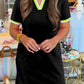 Contrast Trim V Neck T-shirt Dress