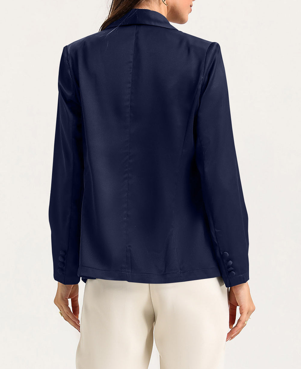 Collared Neck Single Breasted Blazer with Pockets