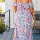 Sea Shell Print Ruffled Sleeve Plus Size Maxi Dress