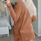 Waffled Knit Thumb Sleeve Pocketed Cardigan