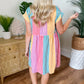Colorblock Striped Short Sleeve Buttoned Shirt Dress