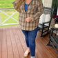 Plus Size Plaid Print Drawstring Hooded Shacket