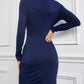Long Sleeve Cut-out Twist Ruched Bodycon Mini Dress