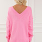Exposed Seam V Neck Slouchy Sweater