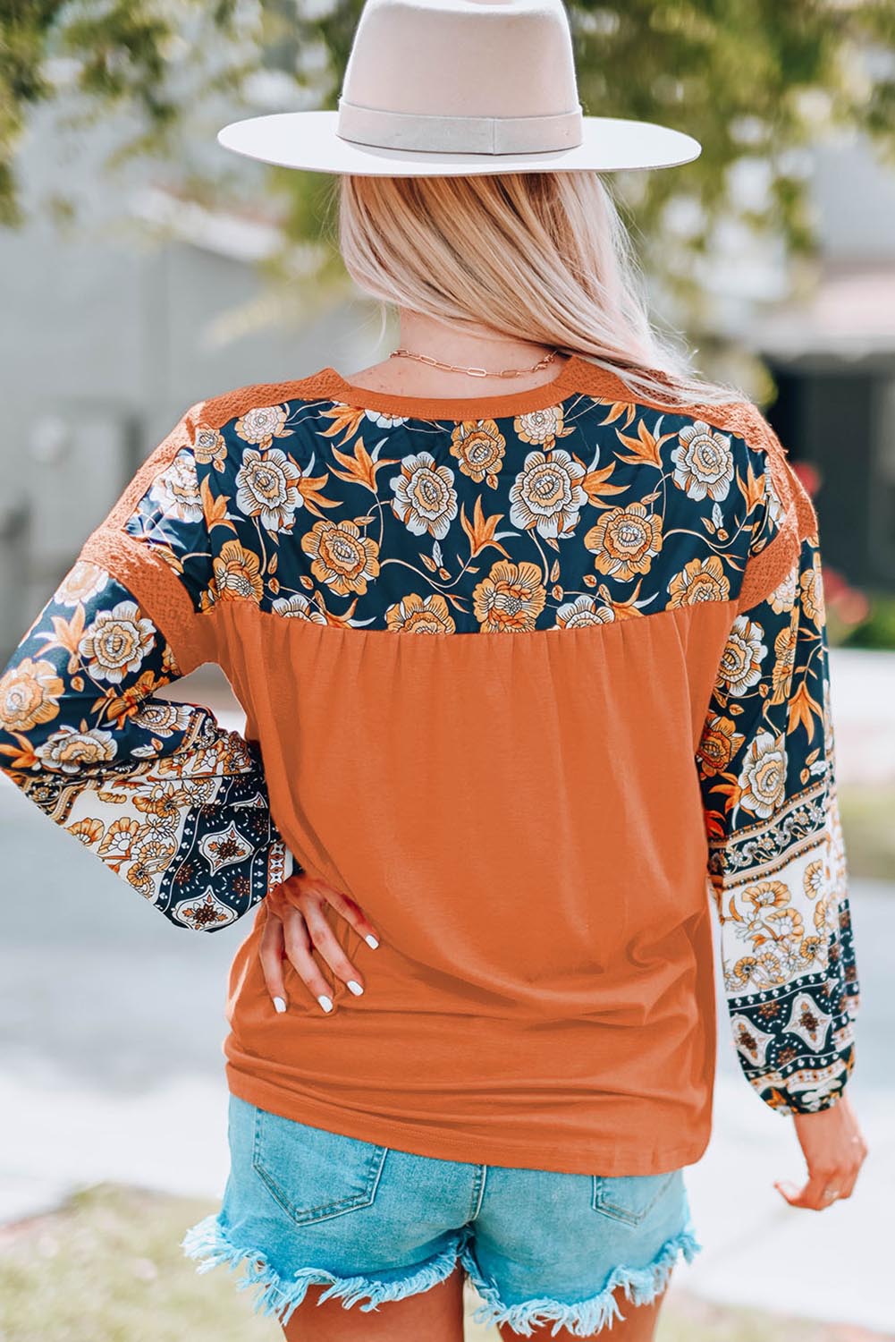 Pumpkin Patch Floral Patch Long Sleeve Graphic Tee