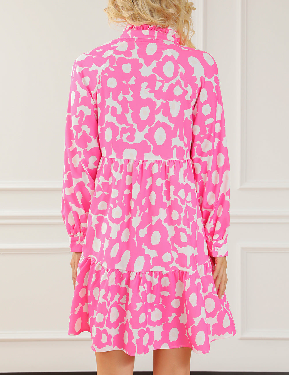 Sweet Flower Print Tiered Ruffled Trim Short Dress