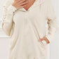 Half Buttoned Ribbed Trim Loose Fit Pullover Hoodie