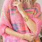 Colorful Stripes 3/4 Sleeve Loose Sweater