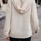 Solid Textured Drawstring Henley Hoodie