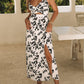Crossover Hollow-out Maxi Floral Dress with Slit