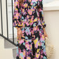 Abstract Print Pleated High Waist Maxi Dress