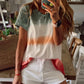 Multicolor Tie-dye V Neck T-shirt