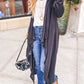 Draped Open Front Long Cardigan