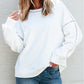 Contrast Rainbow Trim Drop Shoulder Pullover Sweatshirt