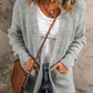 Solid Color Textured Knit Pocket Open Front Cardigan