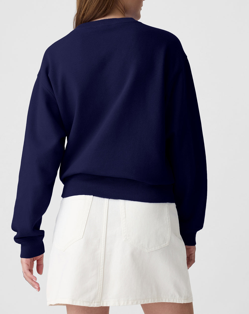 Solid Fleece Lined Drop Shoulder Terry Sweatshirt