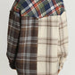 Mixed Plaid Patchwork Double Flap Pocket Shirt