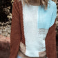 Mix Textured Knit Colorblock Patchwork Sweater