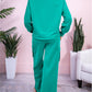 Solid Color Patchwork Pullover Top and Cargo Pants Set