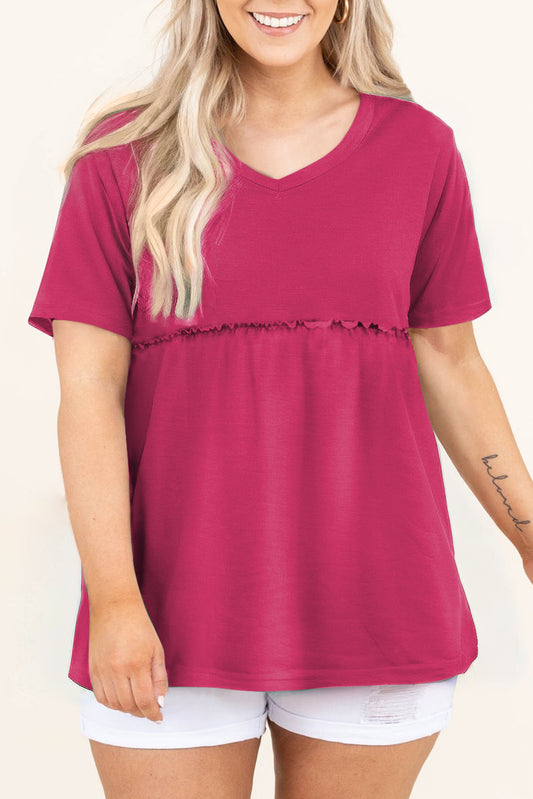 Solid Short Sleeve Flowy Plus Size Top