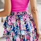 Floral Elastic High Waist Tiered Ruffled Skirt