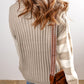 Cable Knit Colorblock Crew Neck Drop Shoulder Sweater